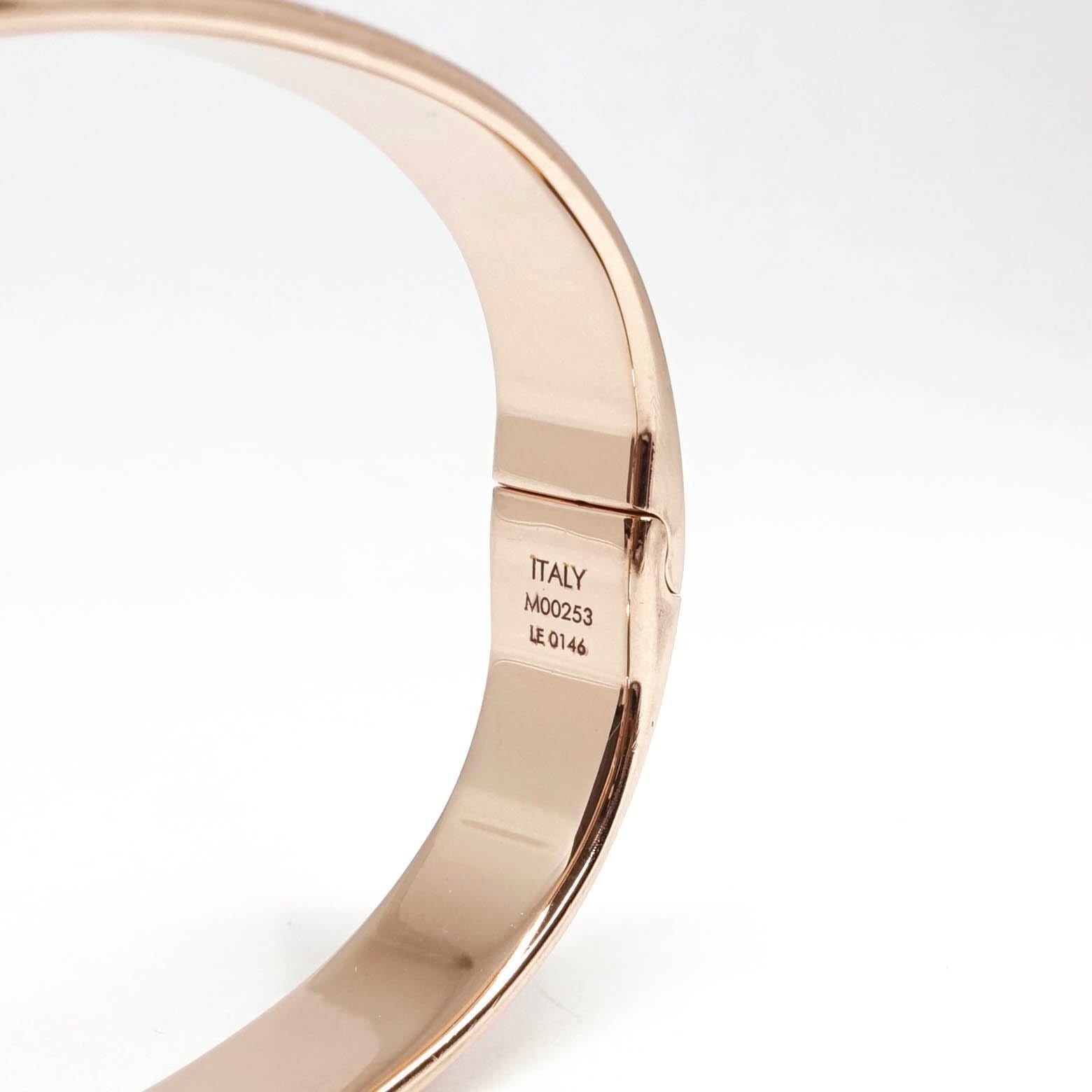 Louis Vuitton Nanogram Cuff Bangle Size S Pink Gold Metal M00253 with Box