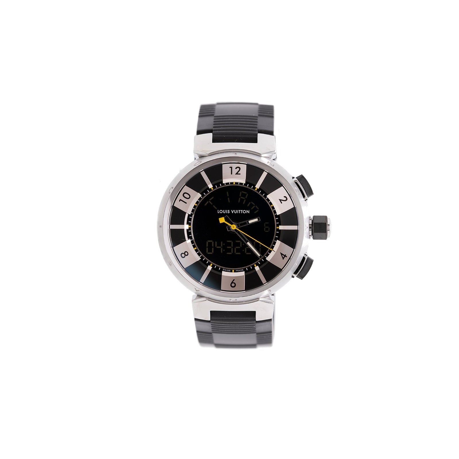 Louis Vuitton 41.5mm Tambour in Black Digital Analogic Watch