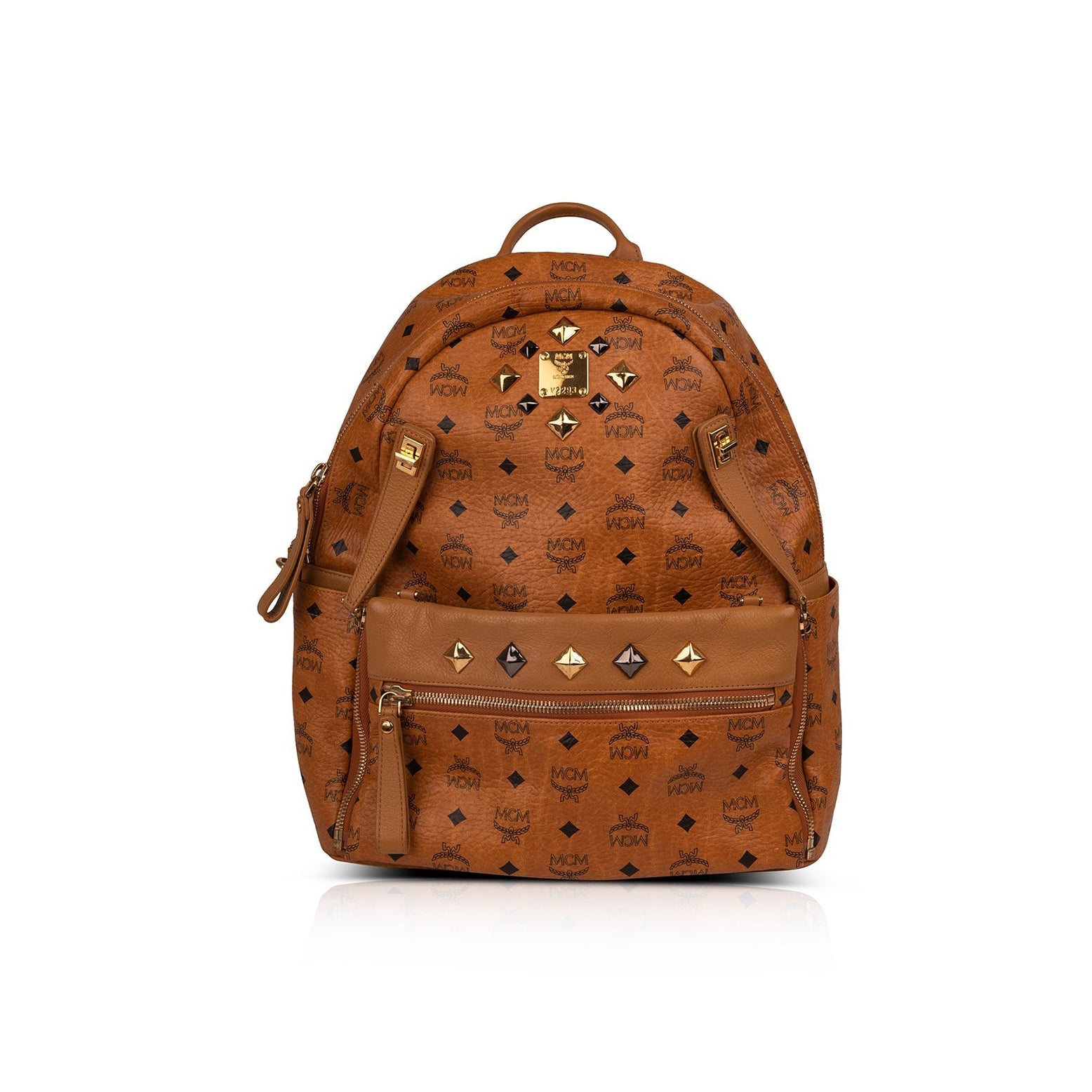 MCM Stark Classic Backpack Visetos Large Cognac in Coated Canvas with  Gold-tone - US
