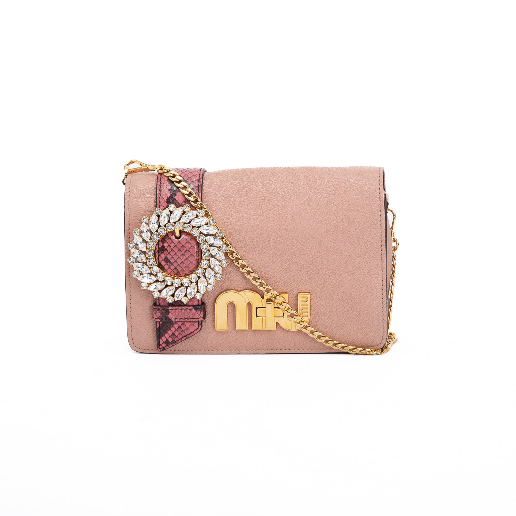 Miu Miu Python-Trim Crystal My Miu Shoulder Bag – Oliver Jewellery