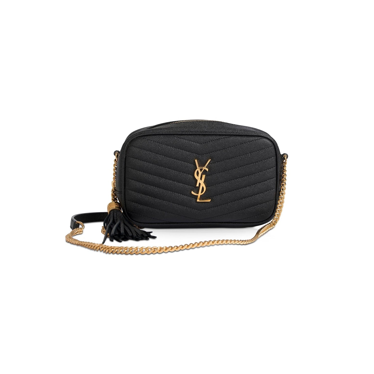 Saint Laurent Mini Lou Pebbled Leather Camera Bag - Black