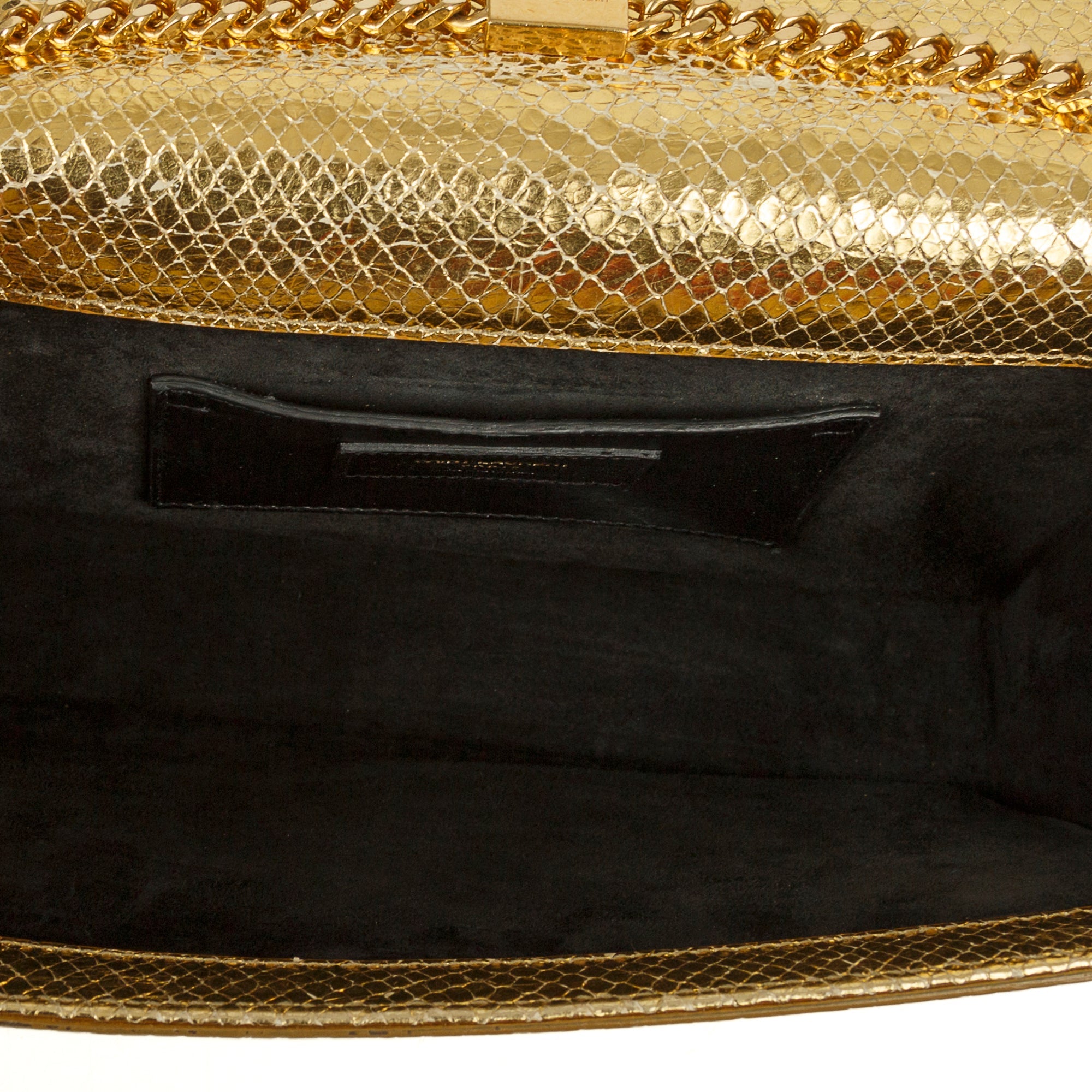 Saint Laurent Gold Python Embossed Leather Kate Monogram Shoulder Bag