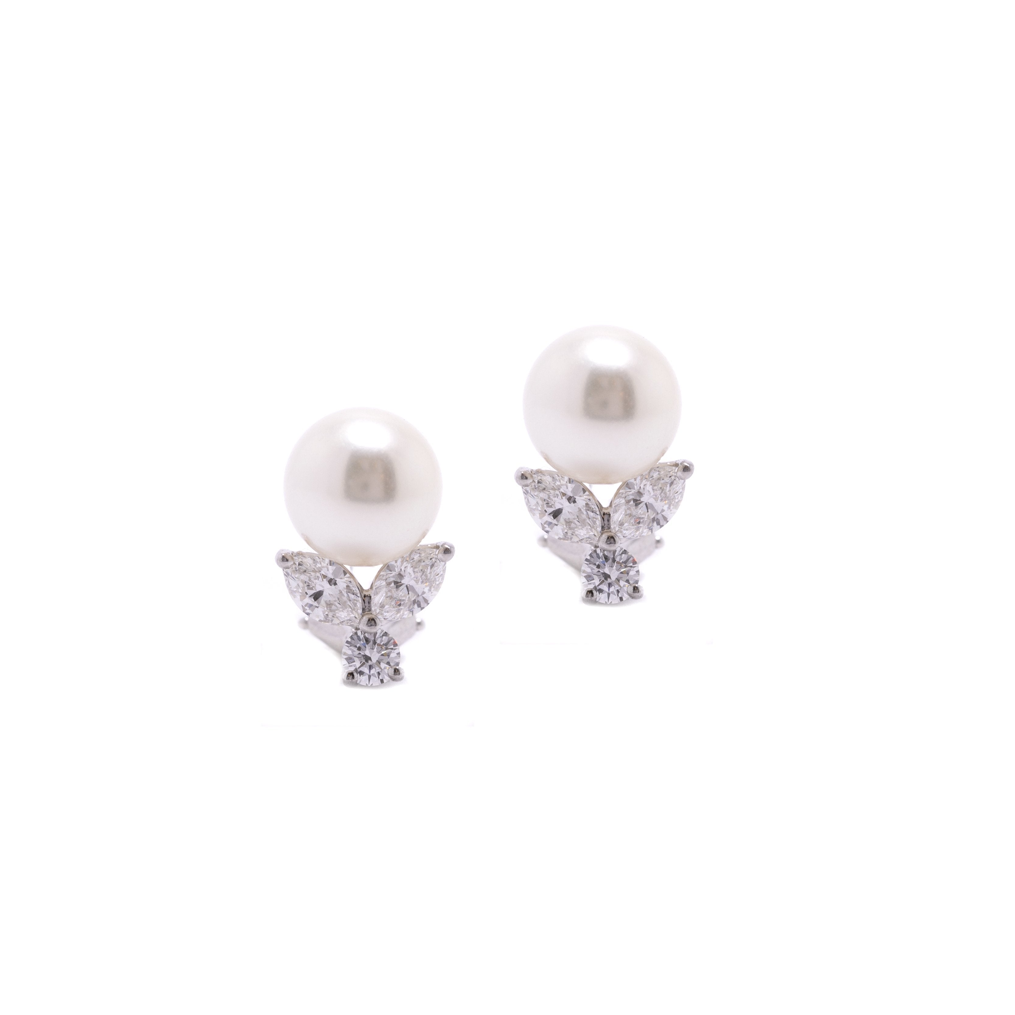 Floral Pearl Earrings | Simulated Marquise Diamond Earrings – Modern Gents