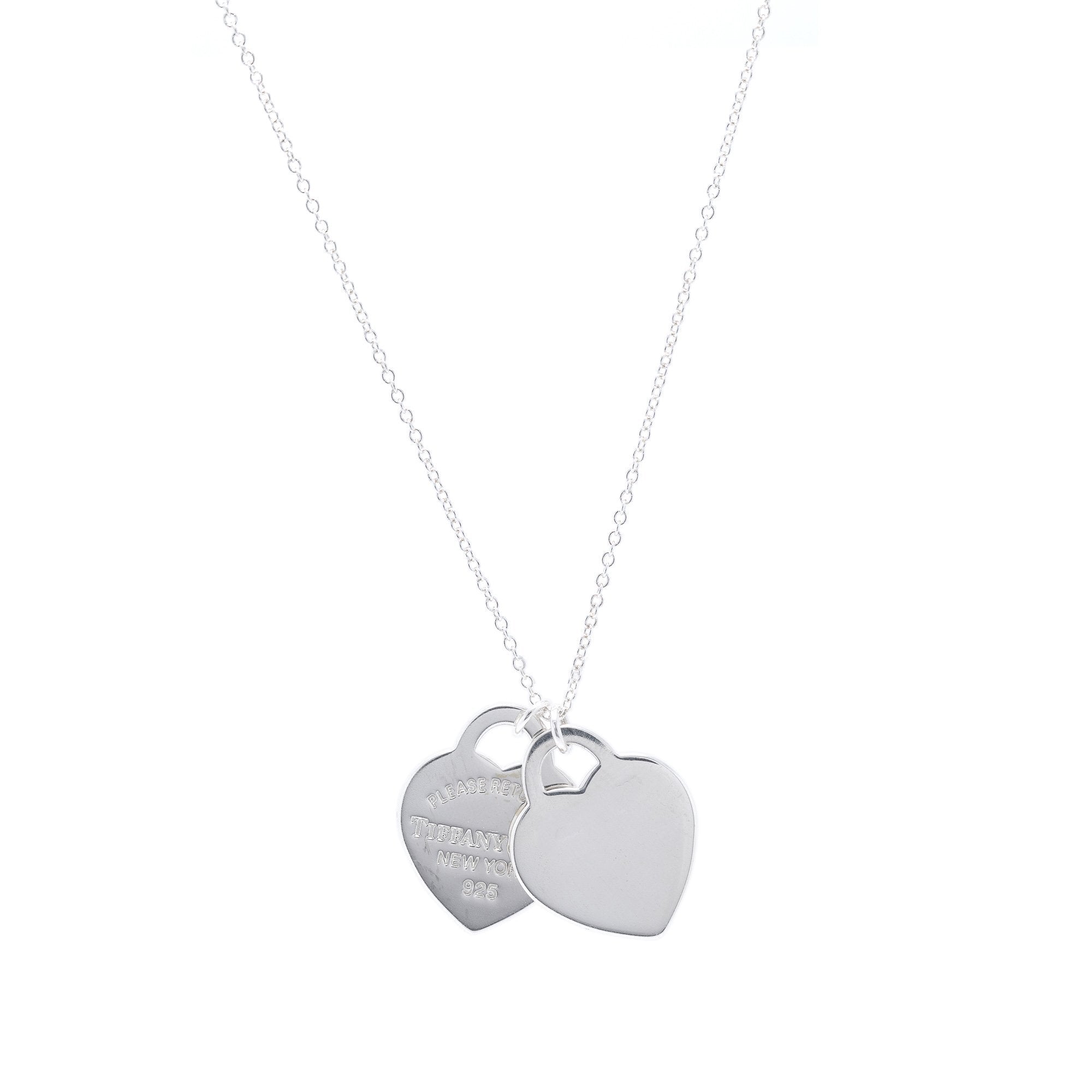 Tiffany & Co. Sterling Silver Red Enamel Return to Tiffany Mini Double Heart  Tag Pendant Necklace - Yoogi's Closet
