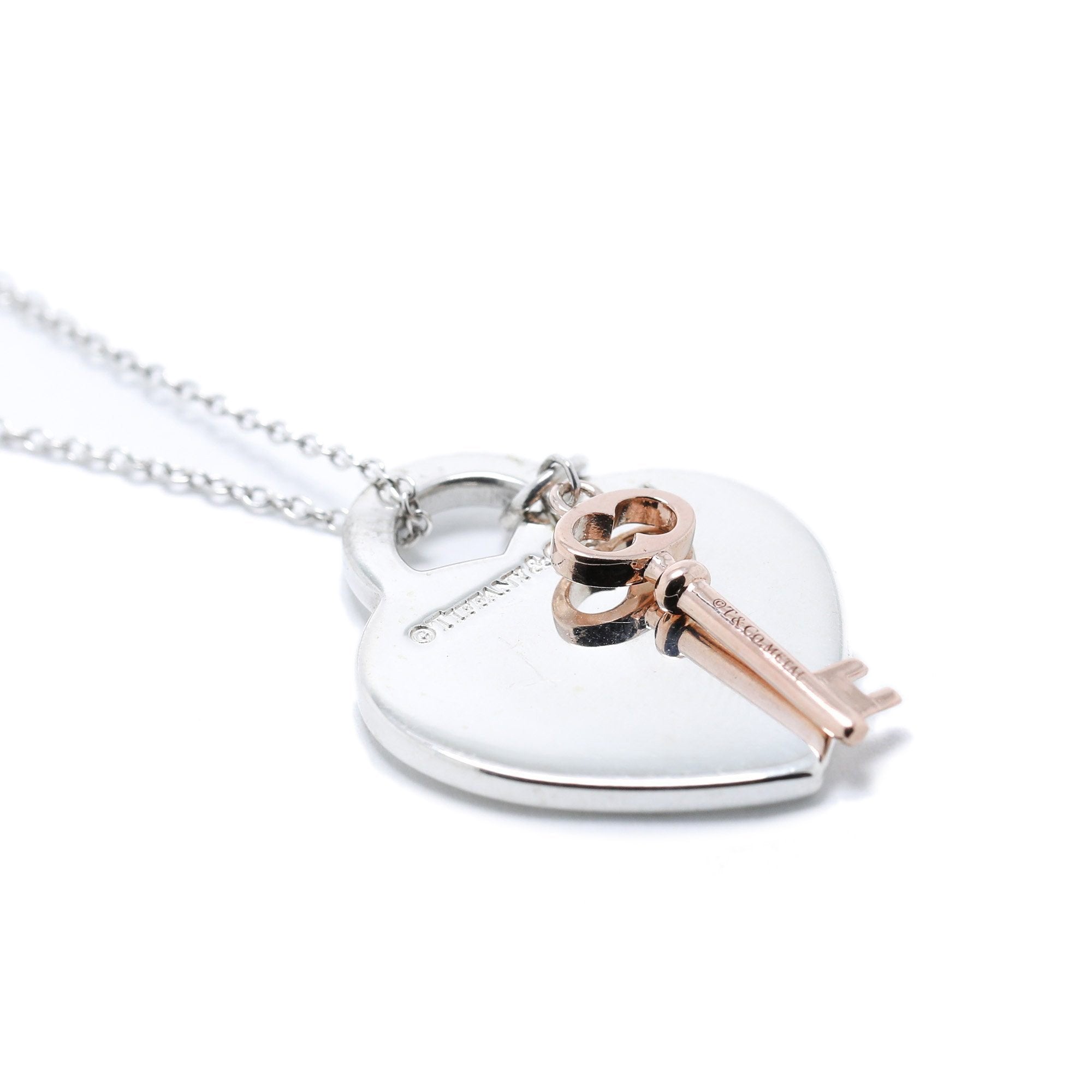 Sterling Silver 0.10 Ct Clover Heart & Key Necklace – J'evar