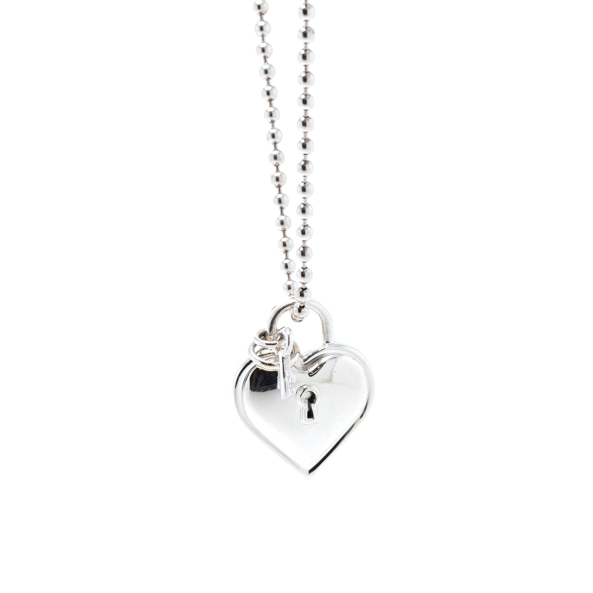 Tiffany Co Vintage Heart Lock Key Pendant Necklace
