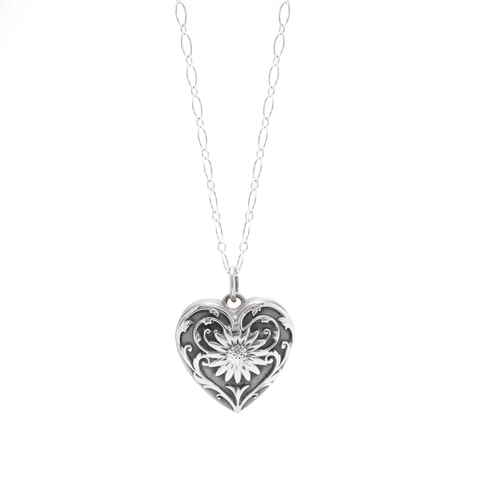 Tiffany & Co. Ziegfeld Daisy Heart Locket Pendant Necklace — Oliver ...