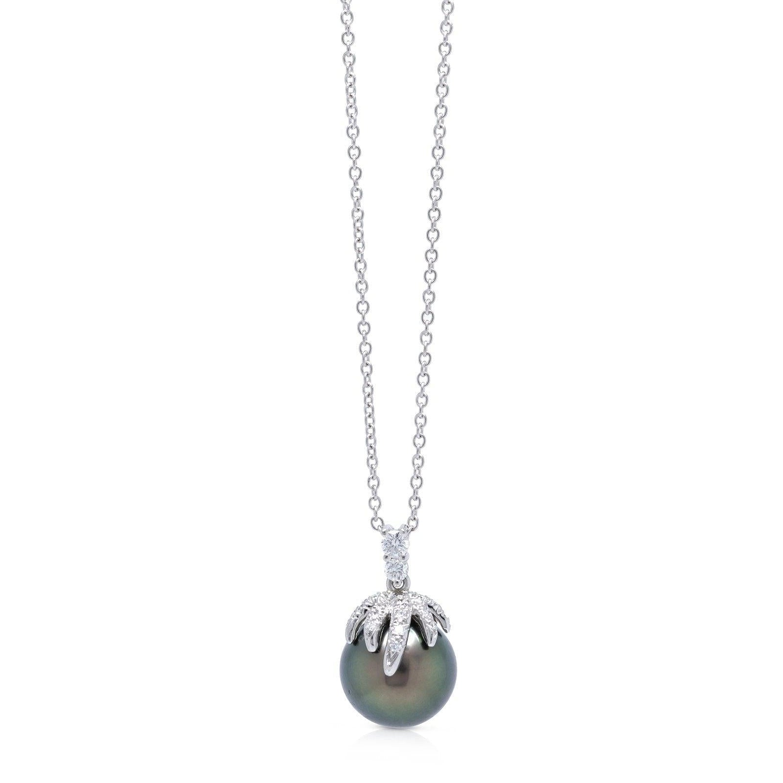 Pearl and store diamond necklace tiffany