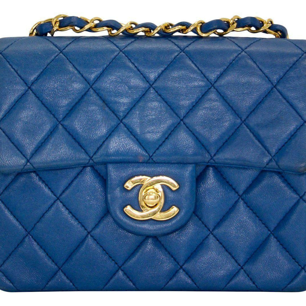 Chanel mini square electric blue  wwwchanelvintagenet
