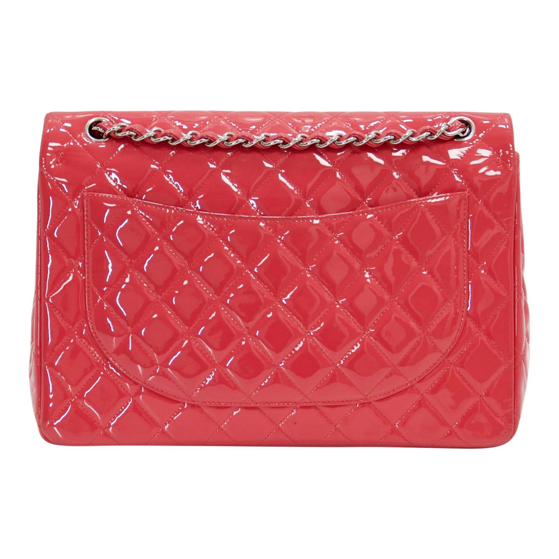 Chanel Pink Patent Leather Classic Maxi Double Flap Bag – Oliver Jewellery