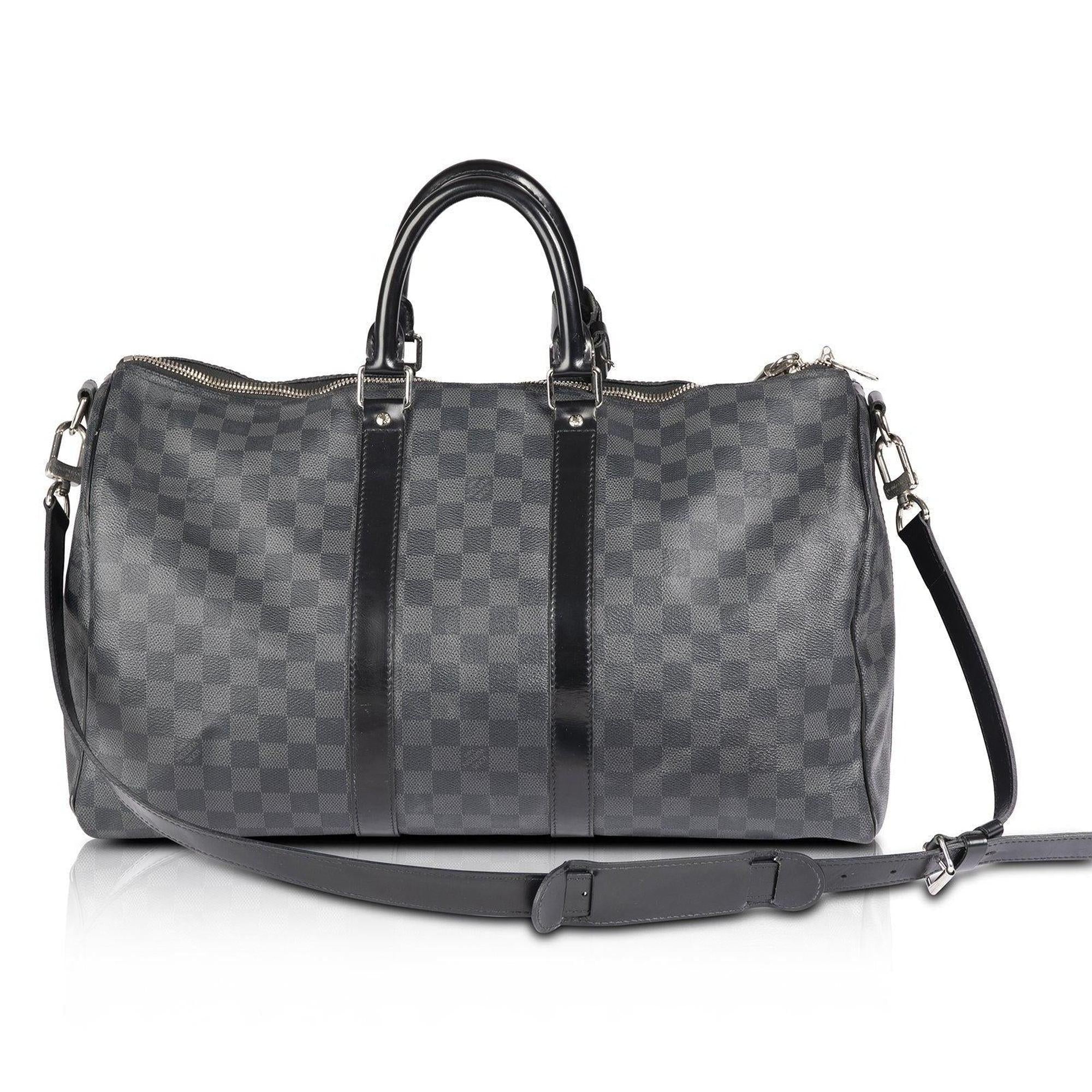 Louis Vuitton Keepall 45 Bandouliere Damier Graphite Travel Bag Black