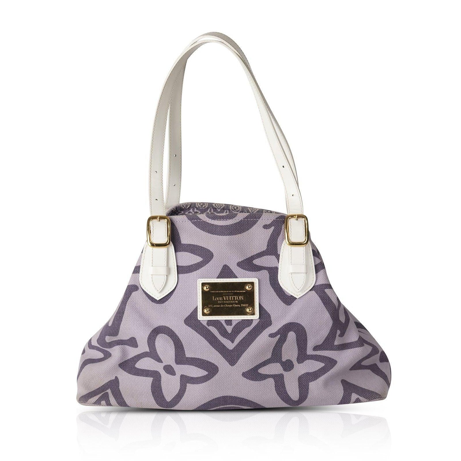 Louis Vuitton White and Purple Monogram Tahitienne Cabas PM, 9